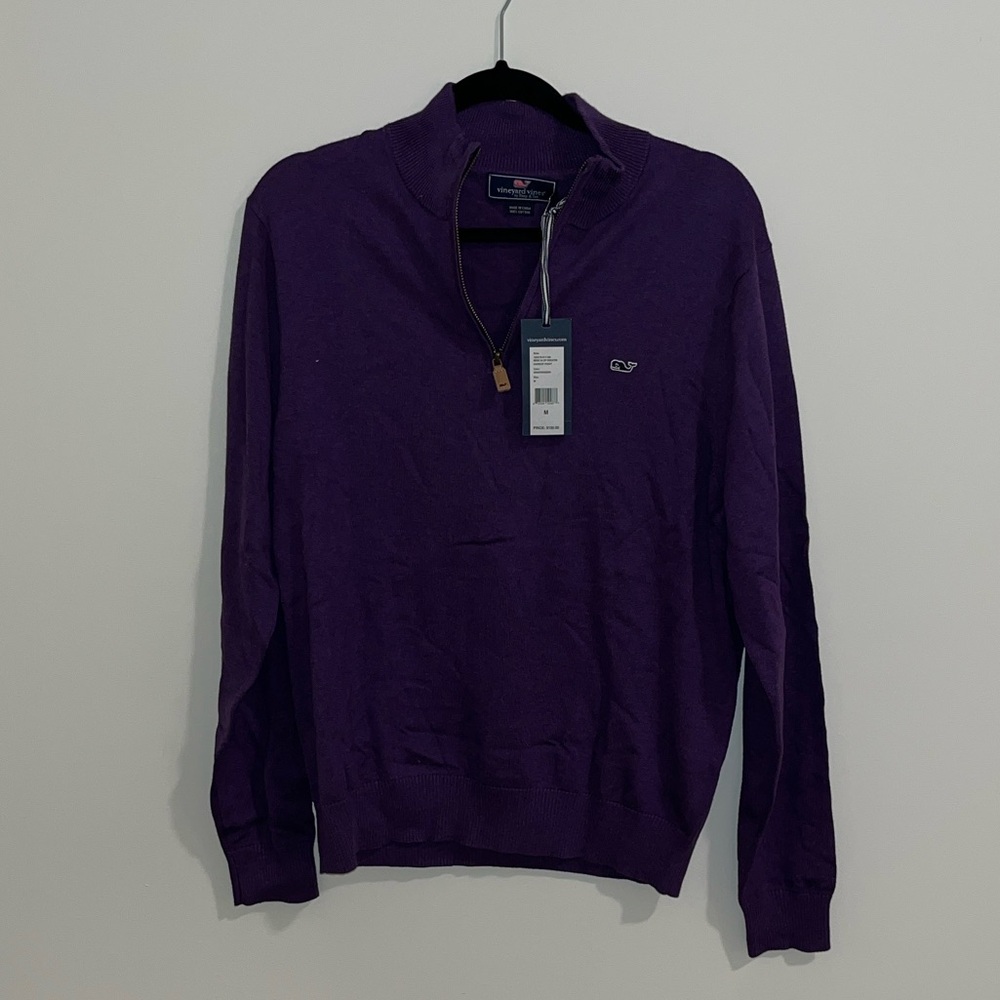 Vineyard Vines Men's Zip Up Purple Sweater